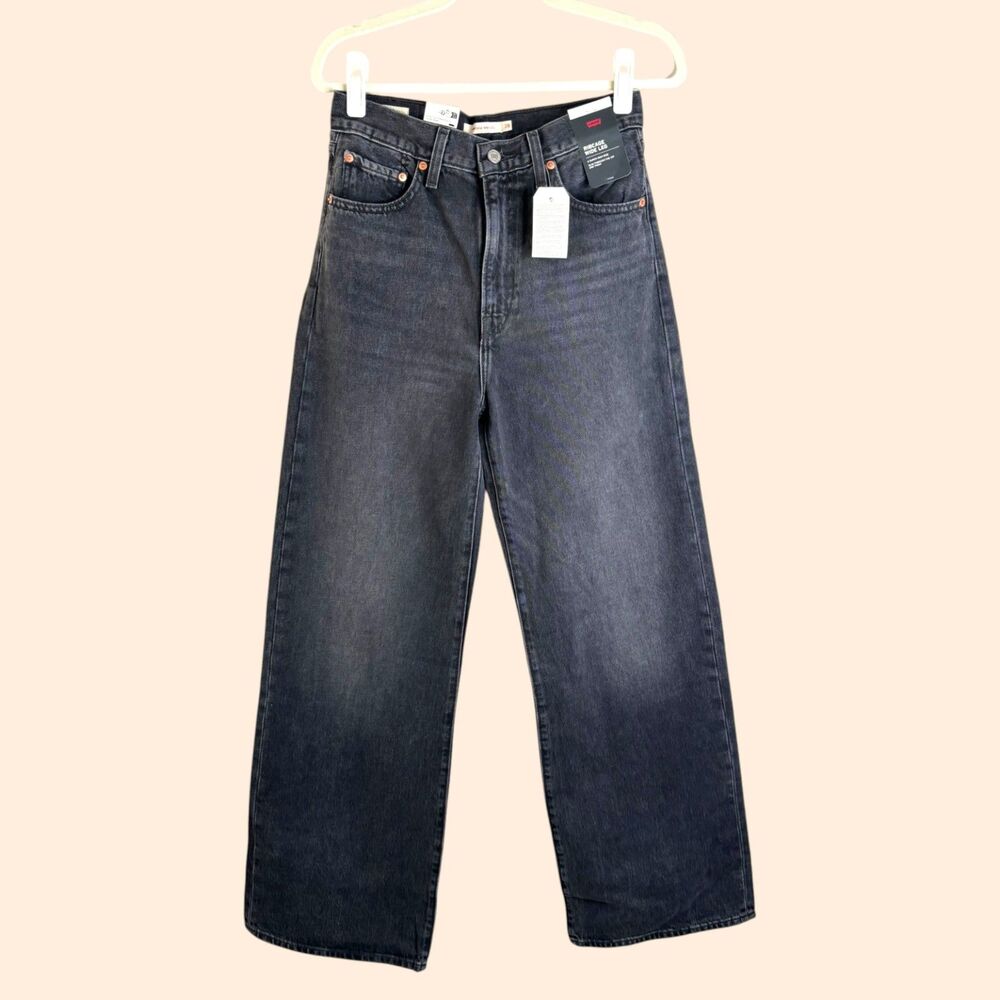 Levi's Ribcage Wide Leg Jeans Swipe Up Black